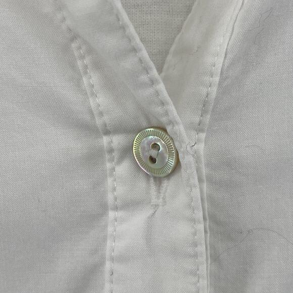 EILEEN FISHER Shirt M Organic Cotton Woven with Knit Sleeve Trim and Back White - Picture 9 of 15